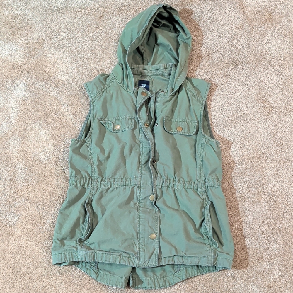 GAP Women's Green Hooded Vest